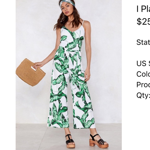 Nasty Gal Pants - Nasty Gal Plant Wait Palm Jumpsuit
